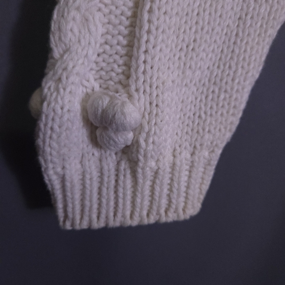Boundary Waters Vtg Cowl Neck‎ Cable Knit Bobble Sweater Ivory Size S 80s 90s - Picture 3 of 8